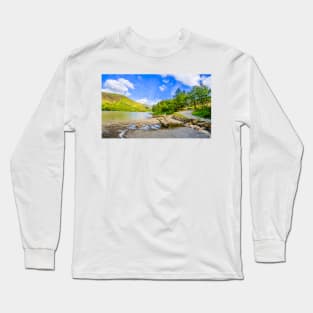 Buttermere Panorama With Driftwood Long Sleeve T-Shirt